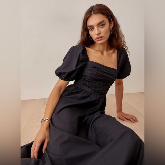 Reformation Rachelle Dress in black cotton - Picture 3 of 10